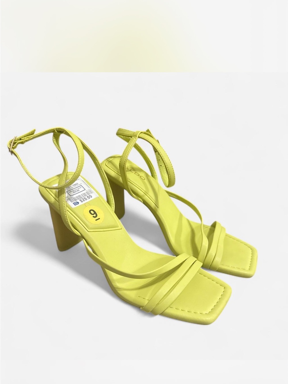 Aldo Neon Lime Strappy Block Heel Sandals